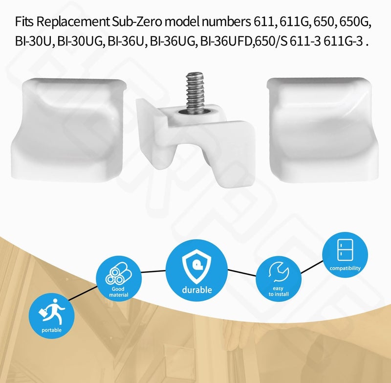 BERPSE 4 Pack Freezer Basket Retainer 7009399 for Sub Zero Freezer Lower Basket APS 5029 611 650 BI-30U BI-30UG 611G BI-30U - 2 Right Side and 2 Left Side - Image 4